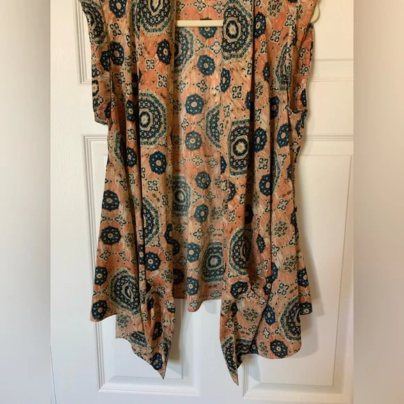 Joan Vass Abstract‎ Patterned Draped Neckline Blouse Large Chic Artsy Feminine - Picture 6 of 9